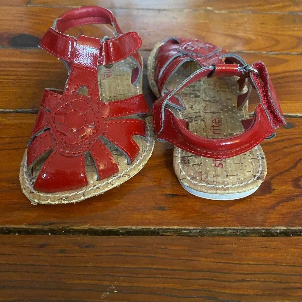 Stride Rite Red & Cork Lucia Strappy Sandals Size 4.5